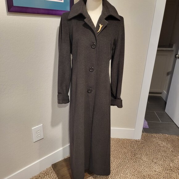 Vintage Jones New York Women's Single-Breasted Maxi Coat 8. Brown. EXC Cond! - Picture 1 of 5